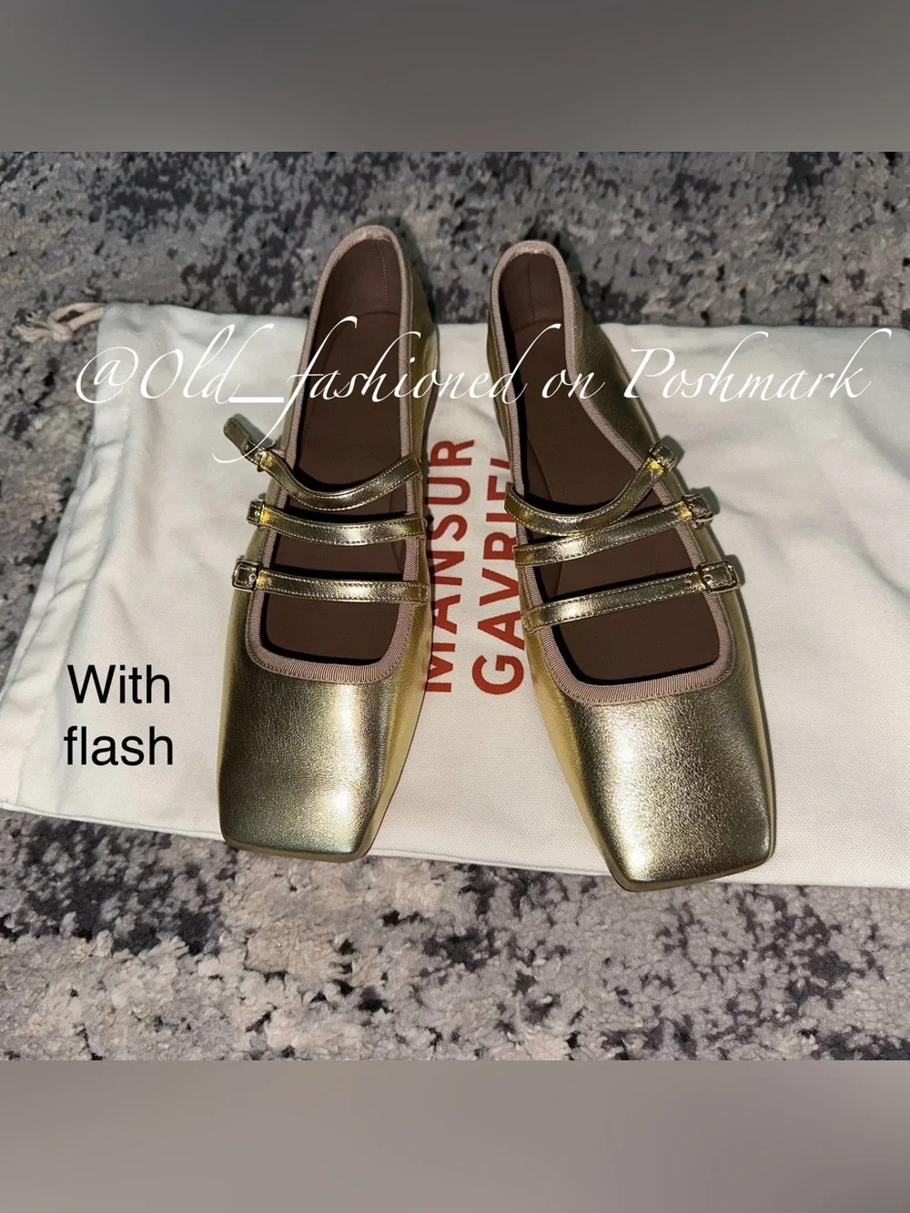 MANSUR GAVRIEL Lambskin Mary Jane Flats - Gold